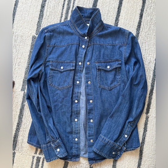 J. Crew Dark Denim Button Down Shirt Size 8 - Picture 2 of 6